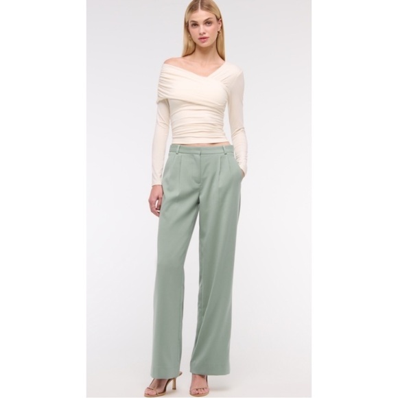ABERCROMBIE | Sloane Low Rise Tailored Wide Leg Pant in Mint Green, Size 27R - Picture 10 of 10
